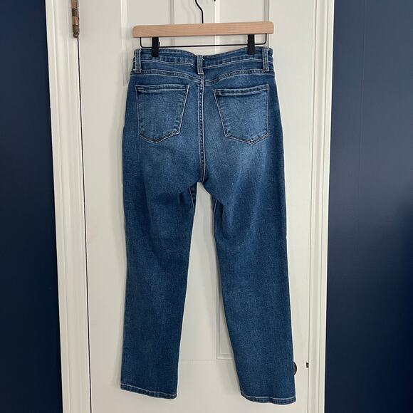 ♥️ Evereve The Ever Straight High Rise Fit Jeans Blue Women Finished Hem Size 28 - Picture 5 of 8